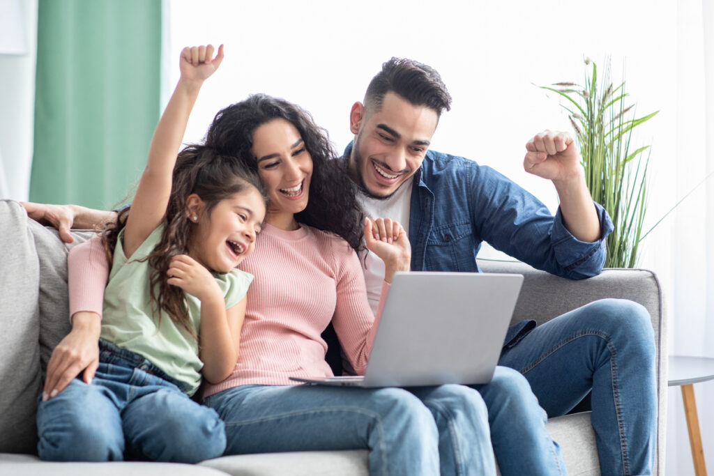 Family excited about their health insurance savings